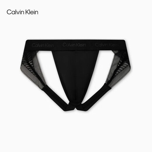 Calvin KleinCK内衣男士摩登性感黑色蕾丝轻薄顺滑镂空丁字裤双丁裤NB3855 UB1-太空黑 S