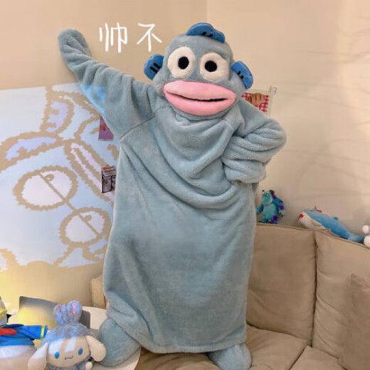 略辰搞怪情侣连体睡衣男女款秋冬季加厚珊瑚绒卡通大码睡袋毛绒家居服 单件睡袍 4840单袍 M