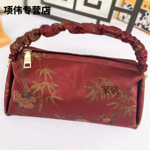 XMSJ香云纱手拿包 富贵牡丹