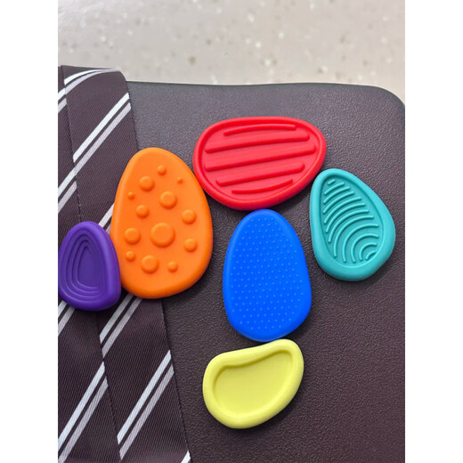 MPPMCK sensory stone ADHD hyperactivity anxiety relief artifact finger toy silicone touch plate concentration training warm color 6 pieces delivery storage box