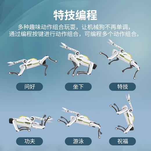 2025新款机器狗仿生机器人高科技ai电动智能玩具狗语音儿童玩具六 AI仿生机器狗-带钩爪【可以夹物 【三电续航约120分钟】遥控电池+