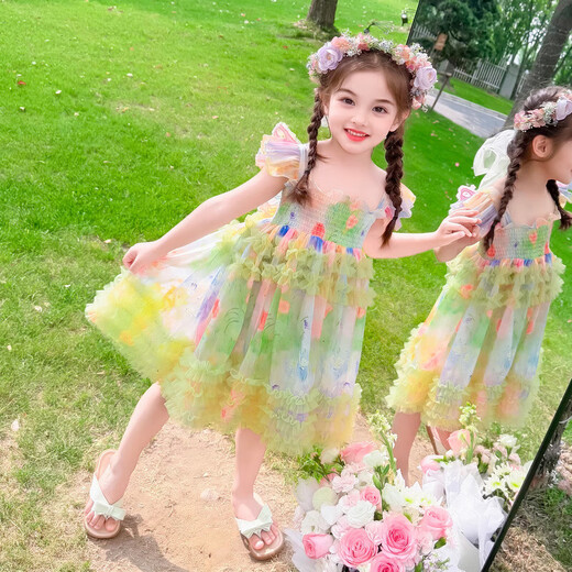 Girls Skirt Summer 2025 New Style Children's Dress Sleeveless Summer Princess Dress for Little Girls Super Beautiful Picture Color 120 cm