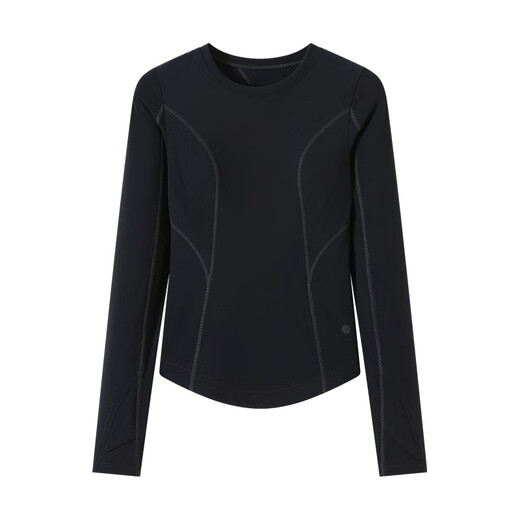 JUACTIVE long-sleeved sports tops for women, skin-friendly running T-shirts, warm Pilates training yoga fitness clothes for women, black M