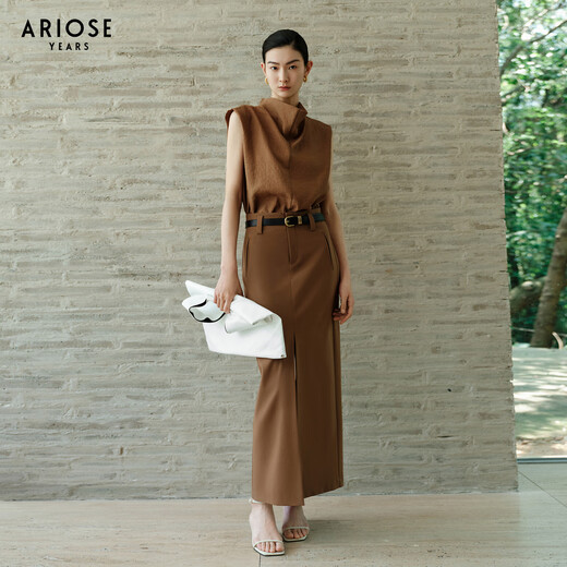 
Ainos Essi [same style in the mall] 2025 autumn new product Tiansi small shirt swing collar sleeveless shirt top for women 40715002 tea gold M