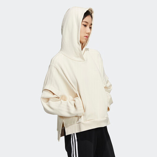 阿迪达斯 （adidas）三叶草外套女装春季运动服健身训练透气舒适防风时尚休闲服连帽 HC6605白色/内里毛圈 S