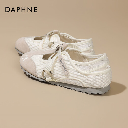 
Daphne retro genius training shoes for women 2025 summer new fashion casual white shoes flat sole breathable shallow mouth versatile women's shoes beige 37