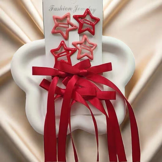 ENRMIIV bow braided hairpin star pink purple blue hairpin concert music festival support color hairpin set yellow 6-piece set