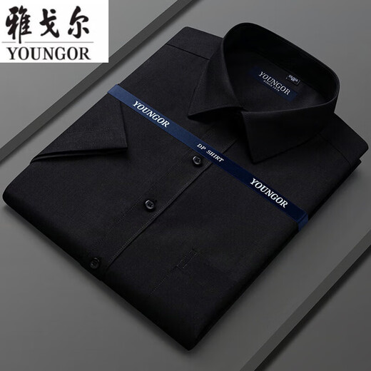 
Yager flagship official store short-sleeved shirt for men middle-aged high-end casual business career without ironing pocket white shirt breathable DX6623 [fine blue and white stripes] 38 [Suggested 100-120Jin [Jin equals 0.5 kg]]