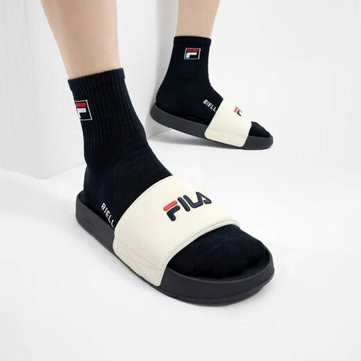 斐乐（FILA）DRIFTER舒适防滑防磨一字拖鞋男款古白色 白色 42