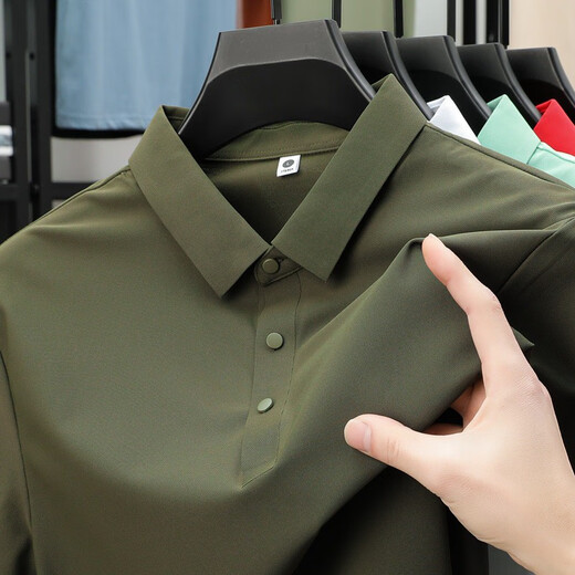 喆炜珠地速干polo衫男士冰感夏季商务短袖无缝压胶polo衫工作服冰丝T 12358青葱绿 M