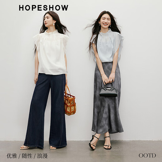 红袖绝美雪纺衬衫2025夏秋新款女装花苞立领小飞袖法式独特气质小上衣 本白001 S