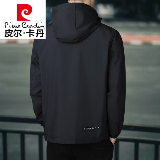 Pierre Cardin Jacket Men's Spring and Autumn Middle-aged Casual Jacket Loose Plus Size Jacket Top Hooded Fishing Suit Plus Velvet Red (Spring and Autumn) 2XL 150-160Jin Jin is equal to 0.5 kg