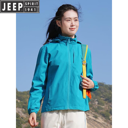 吉普（JEEP）户外冲锋衣女春秋季防风防水夹克运动上衣耐磨徒步登山服跑步外套 枣红色 L (85-95斤)
