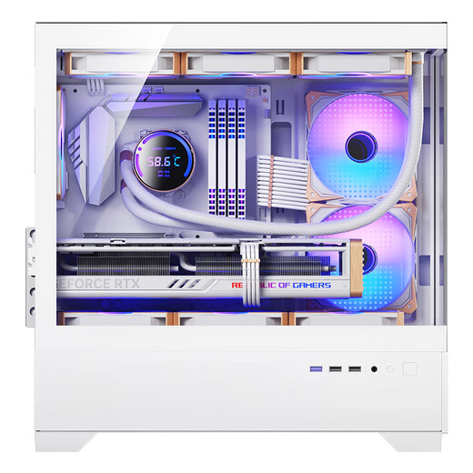 爱国者（aigo）W60 白色 游戏电脑台式主机箱 支持360水冷 M-ATX主板/四面快拆/270°海景房/支持4090显卡