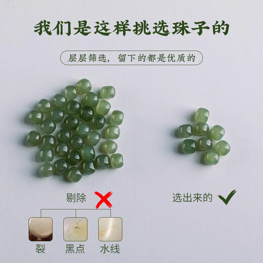 Hongliangyuan Selected Hetian Jade Loose Bead Bracelet Genuine Clear Water Beads White Jade Bracelet Old Type Bucket Beads Men's and Women's Accessories with Beads Deep Clear Water Hetian Jade-11*12MM*1