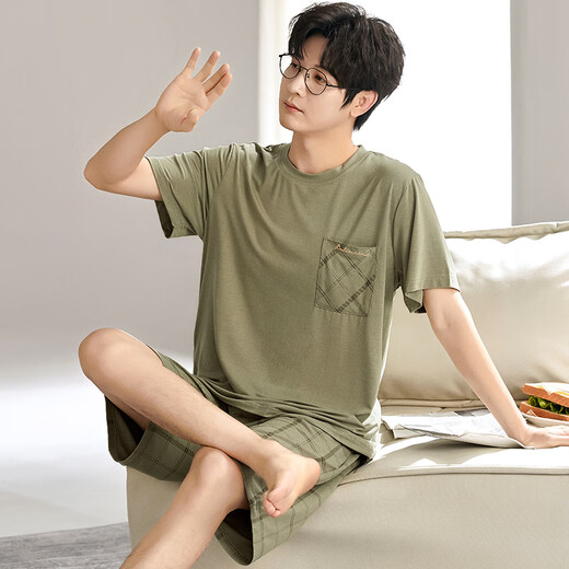 Gtyuwvg Herren -Pyjamas Sommermodal Shorts Shorts für Teenager koreanische Stil Einfacher Student Dünn Home Clothing Set 6623 l Größe gleich groß Größe