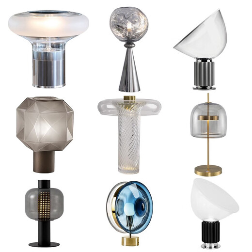 He Jiangong's bedside lamp decorative light luxury desk lamp Nordic modern simple glass designer living room bedroom model room lamp M1047 smoke gray large button switch