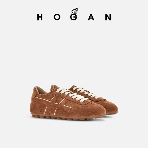 HOGAN女鞋新品Runner系列H693时尚复古舒适休闲鞋单鞋 红棕色 37.5
