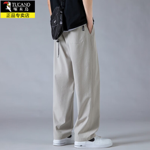 
Woodpecker Ice Silk Pants Men's Summer 2025 Thin Loose Straight-Legged Casual Pants for Boys Quick-Drying Cool Sport Wide-Level Trousers 6636 Military Green L About 110-130Jin [Jin equals 0.5 kg]
