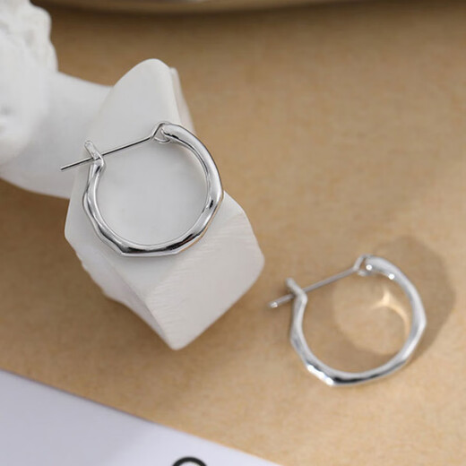 Nilan Fat Dong Lai's same style pt950 platinum earrings for women PT950 plain circle niche design platinum earrings ear buckles to support ears rhombus