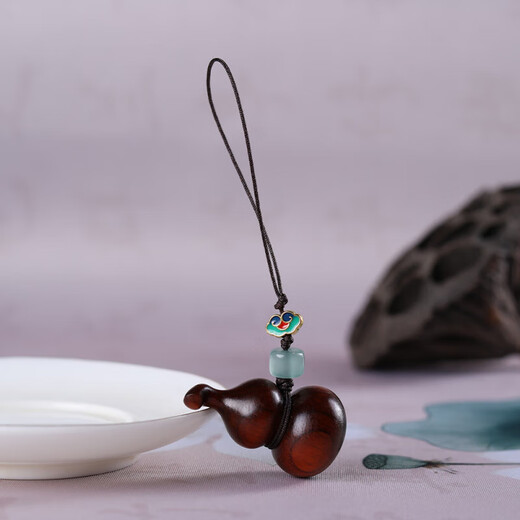Rosewood gourd mobile phone chain wood carving solid wood diy toy bag pendant Chinese style Fulu portable toy pendant rosewood gourd pendant (gift box)