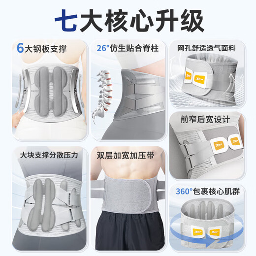 特步（XTEP）护腰带束腰间盘突出医运动健身用久站坐腰托男女腰肌劳损防护腰带 L码【100-140斤】腰围80-95cm 【双加压/6支】正品保证
