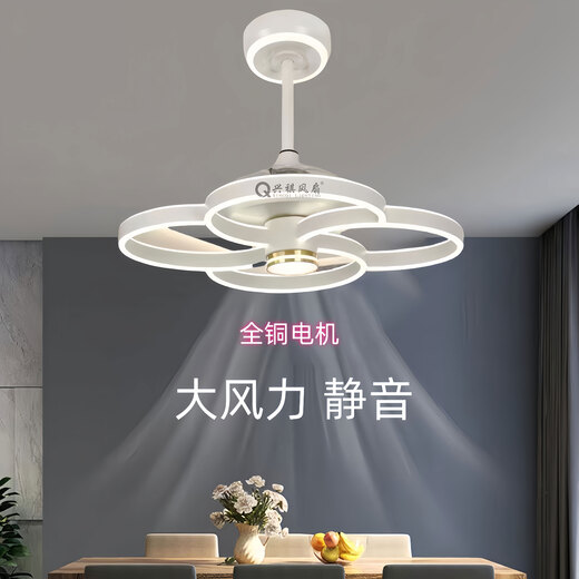 永怡御风年新款隐形吊扇灯大风力家用餐厅饭厅卧室电风扇一体吊灯静音 隐形款9227/白60CM变频遥控+直接
