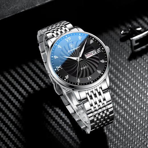 Official website Fang Ship Store Flag Official website new trendy men's watch male student waterproof calendar fully automatic mechanical watch high-end fashion quartz watch 826 gold blue steel belt model_collect and purchase gift
