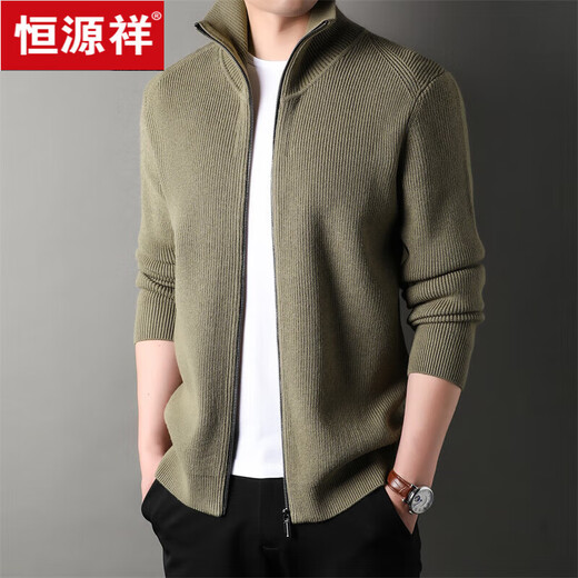 
Hengyuanxiang cardigan men's wool knitted cardigan autumn and winter thickened lapel casual middle-aged sweater jacket men deep coffee XL/175 size 140-160Jin [Jin equals 0.5 kg]