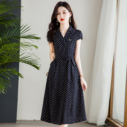 可蓓儿正式场合精致大方连衣裙女2025新款夏季轻奢高档品牌时髦裙子 L