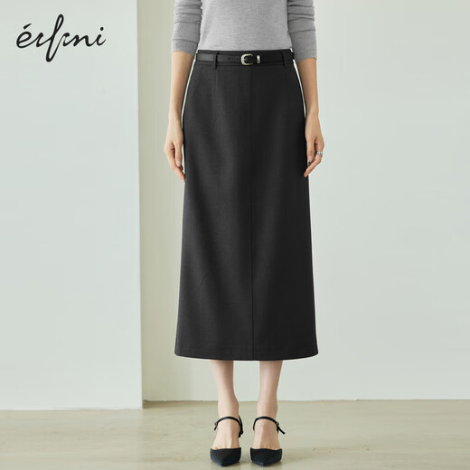 Eveli (eifini) Jiang Xin endorses the classic basic H-shaped mid-length skirt for women 2025 autumn new easy-care skirt dark gray mid-length version L 110-125Jin Jin equals 0.5 kg