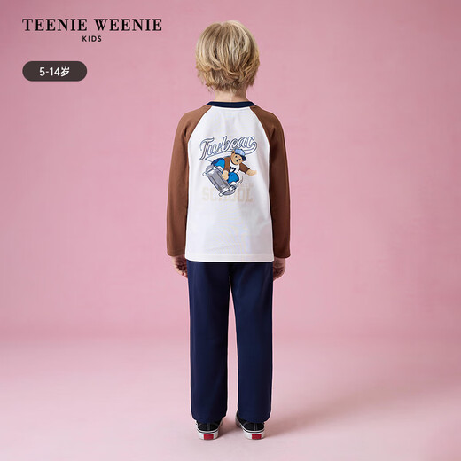 Teenie Weenie Kids Bear Children's Clothing Boys Casual Style Raglan Long Sleeve Printed T-Shirt Blue 130 cm