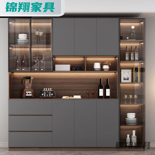 红同餐边柜一体靠墙高柜轻奢家用客厅酒柜餐厅茶水柜厨房置物储物边柜 款式15280长送货入户+安装