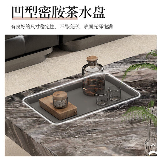 Chion Slate Coffee Table Living Room Home Italian Minimalist High-Quality Combination Tea Table 80 Venetian Brown + 50 Knight Black