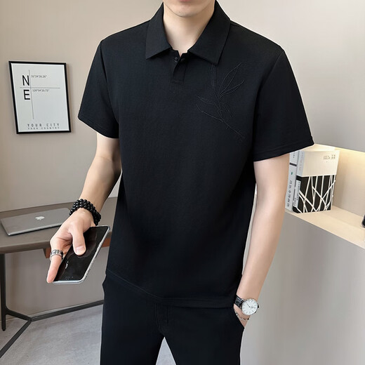 Sweat polo à manches à manches à manches courtes Pierre Cardin pour hommes en été mince, T-shirt à revers simple à manches courtes (environ 90-110 Jin [Jin est à 0,5 kg]