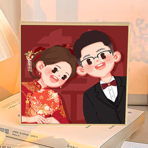 Feliz regalo de boda Pintura al óleo digital personalizada Color DIY Color pintado a mano Pintura decorativa acrílica QX11153 80*80cm Marco interno de madera maciza de espesor + Marco exterior decorativo (tres colores disponibles_non