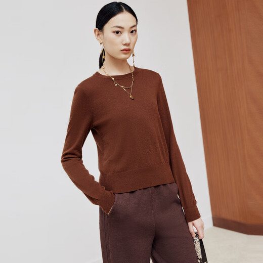 FirstStation Basic Vielseitig vielseitig mehrfarbig runden Hals Lose Pullover Strickpullover für Frauen 25 Herbst neuer Stil 9582a Brown 2xl
