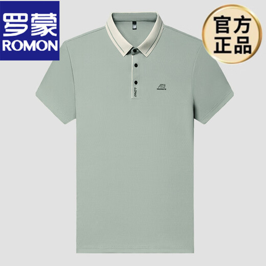 罗蒙（ROMON）男士短袖t恤中年翻领冰丝薄款宽松休闲POLO.衫爸爸装半袖体恤新品 16821黑色 M 165 建议90-120斤