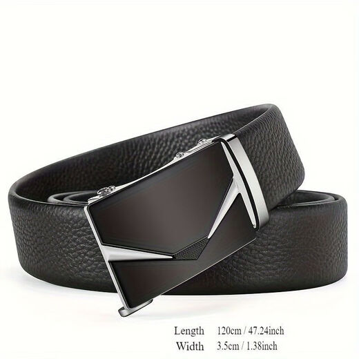 Yalso Devil's Eye Men's Belt Automatic Belt Genuine Leather Casual Versatile Alloy Business Youth Belt New Trend Devil's Eye Silver Buckle + Lychee Pattern Belt 120cm Length*3.5CM