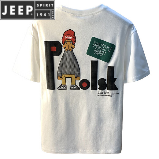 
JEEP SPIRIT large size men's short-sleeved T-shirt Hong Kong style printed cotton t-shirt 200Jin [Jin equals 0.5 kg] plus weight White 12 JSW9901 M Recommended 90-108 Jin[Jin equals 0.5 kg]