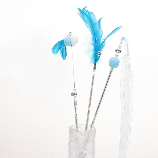 Funny Cat Stick Cat Toy Bell Feather Self-Entertainment to Relieve Boredom and Bite-resistant Long Rod Fairy Funny Cat Rod Pet Supplies Cute 4 Pieces (Colors and Styles Randomly Do Not Repeat)