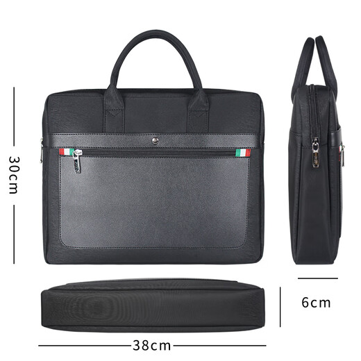 Jiandeng große Kapazität Portable Aktentasche Geschäftstasche verdickte Kleidung-resistente wasserdichte Tasche Leinwand zum Drucken von Logo Reißverschluss Leinwand Tasche 826 Schwarz Länge 38 cm * Breite 6 cm * Höhe 30 cm
