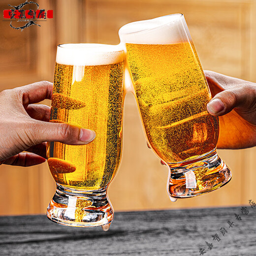 High-quality craft waisted beer mug crystal glass wheat beer mug shop v light luxury gold foil 6-piece gold foil beer mug 370 ml