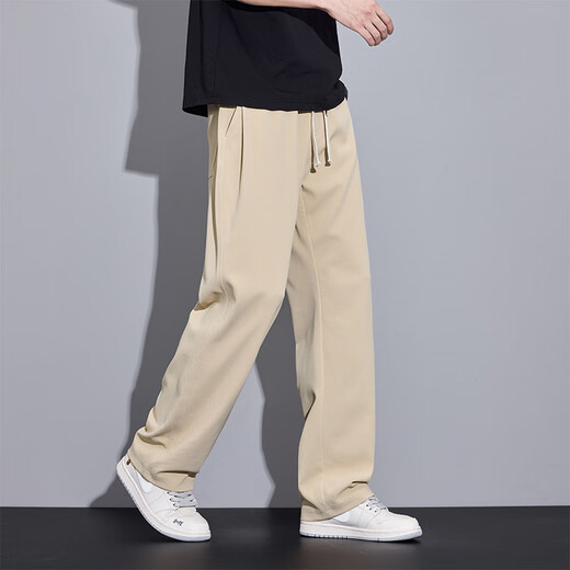 
Pierre cardin ultra-thin ice silk pants casual pants for men drooping summer thin loose breathable wide-leg long pants straight sports pants 6623 white M [recommended 90-110Jin [Jin equals 0.5 kg]]