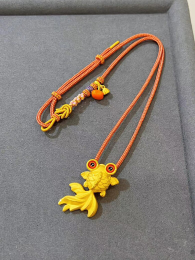 Libiao 3D hard gold goldfish pendant 999 pure gold Chinese style women's koi braided pure gold necklace as a gift for mother Small koi pendant about 3.95g