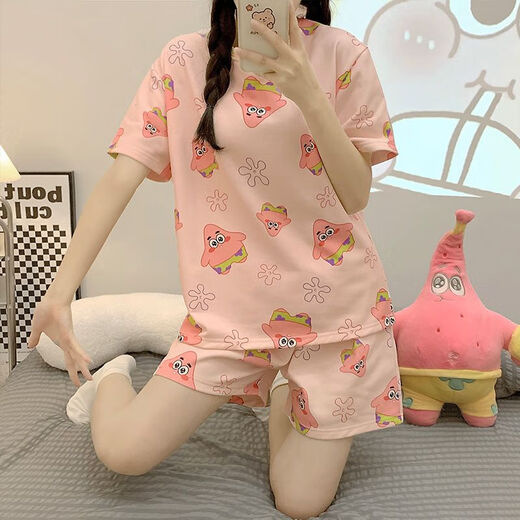 [4591 people collect] Summer hot new pajama set for women's short-sleeved shorts round neck niche cute card 1047 puppy M size (suitable for 80-95 Jin [Jin equals 0.5 kg])