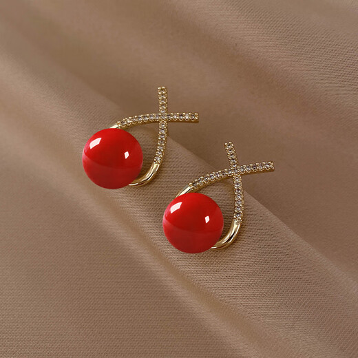 QPQK natural 100% freshwater pearl earrings 2025 new light luxury high-end temperament earrings women's gold earrings freshwater pearl earrings 8mm