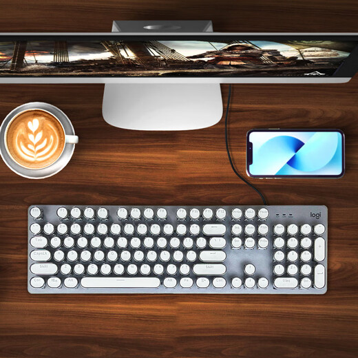 Logitech K845 Clavier mécanique Clavier câblé E-Sports rétro Punk Girl Office Blue Axe rouge Axe Red-valeur Modèle K845 + Le gris en mousse de lait doit être installé Contact Client Service Arbre de thé ne peut avoir que 104 touches câblées