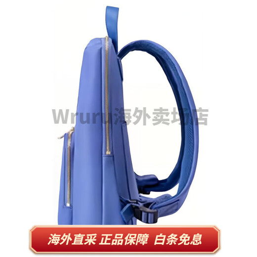 新秀丽（Samsonite）DEVLINE 时尚休闲通勤 织物拼聚氨酯 双肩包 中号 女款 蓝色 基础装(包+吊牌)