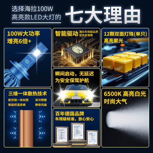 
HELLA (HELLA) 100w automotive laser LED headlight H7 BWBX7/3/5/6 Cheetah CS10/679CT7 Qiling LED headlight